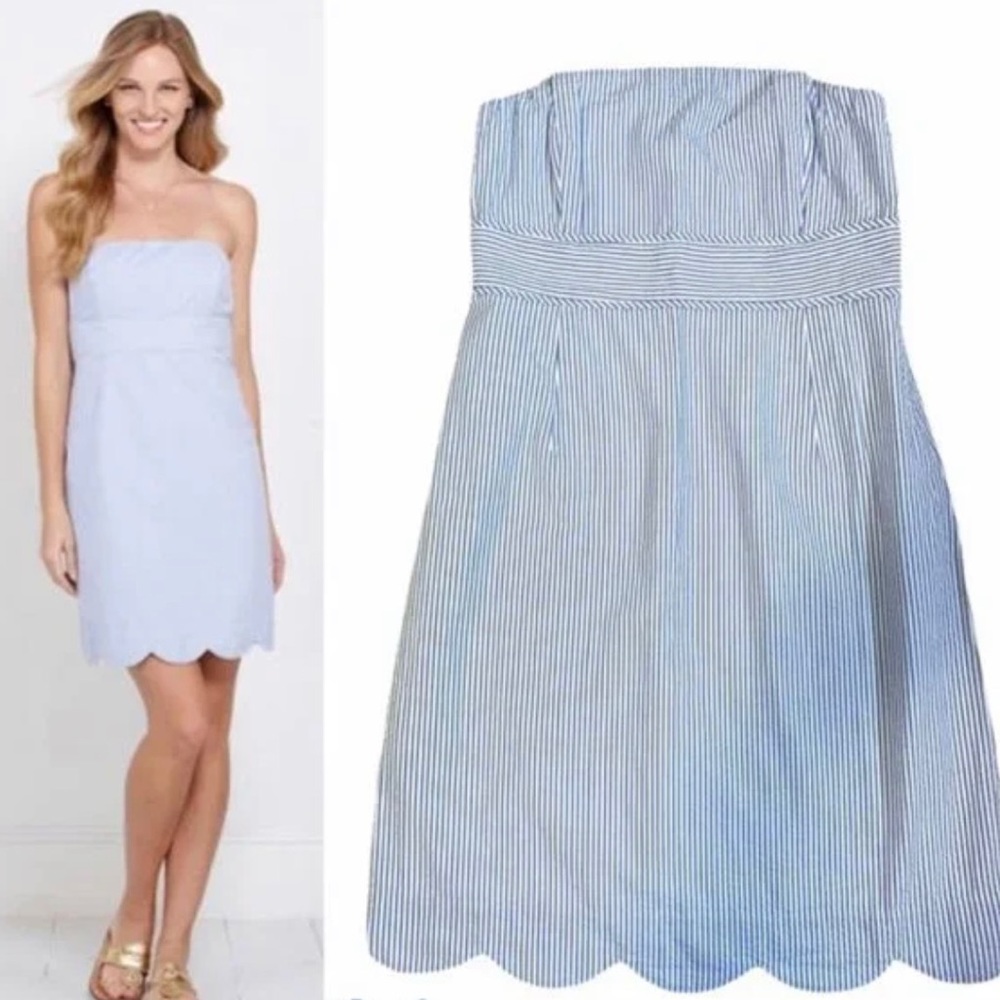Vineyard Vines Strapless Seersucker Dress